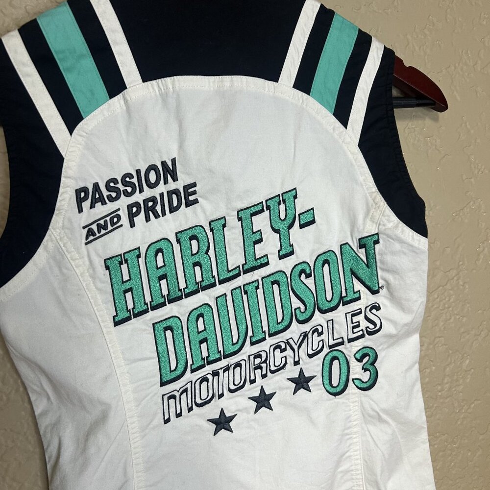 Y2K Vintage Harley Davidson Sleeveless Full Front Zip Top Size XS/Small